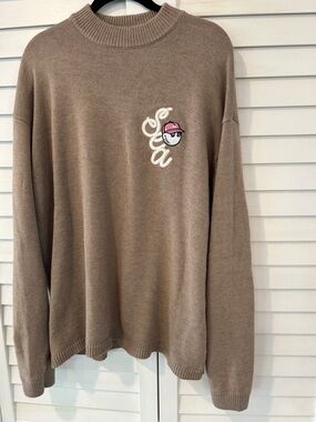 Malbon x Wind & Sea Golf, Taupe Crewneck Sweater with Embroidered Patch